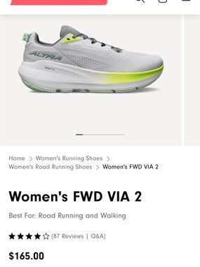 ALTRA Women's FWD VIA 2 Running Shoe - Gray with Lime Accent